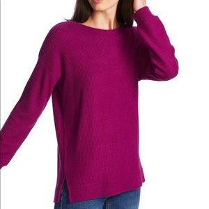 1.STATE Lattice V-back Waffle Weave Sweater Crushed Berry Size Extra Small NWT
